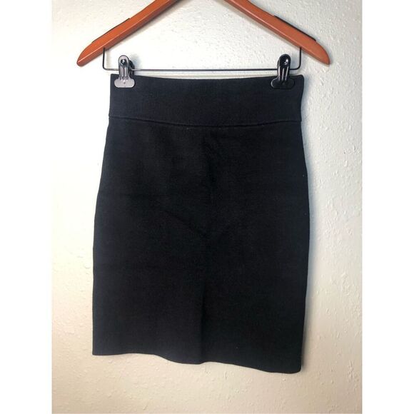 Express Women Body Contour Sweater Pencil Skirt Black Elastic Waistband Stretch - Picture 3 of 12